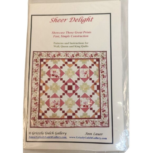 Sheer Delight Quilt Pattern By Grizzly Gulch Gallery For Wall Queen & King Quilt - Picture 1 of 11